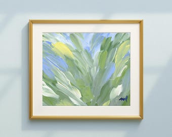 Blue and Green Abstract Art Print: Coastal Grandmillennial Decor (Digital Download)