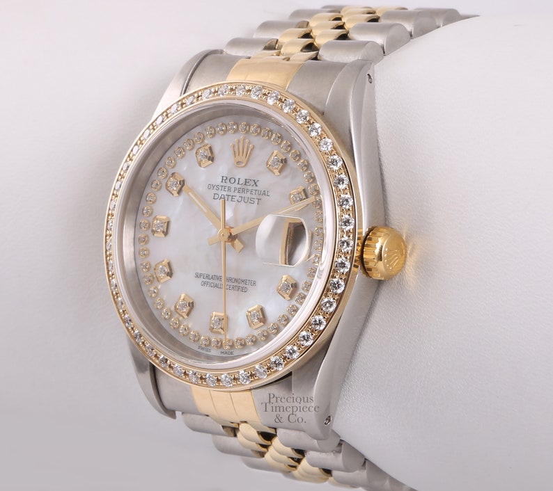 Rolex Datejust Two Tone 36mm-string Diamond White MOP | Etsy