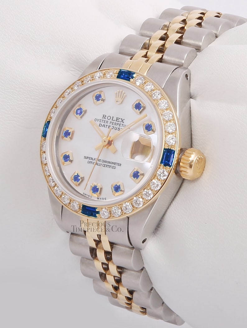 Rolex Lady Datejust Two Tone 18k Sapphire Diamond Bezel-white | Etsy