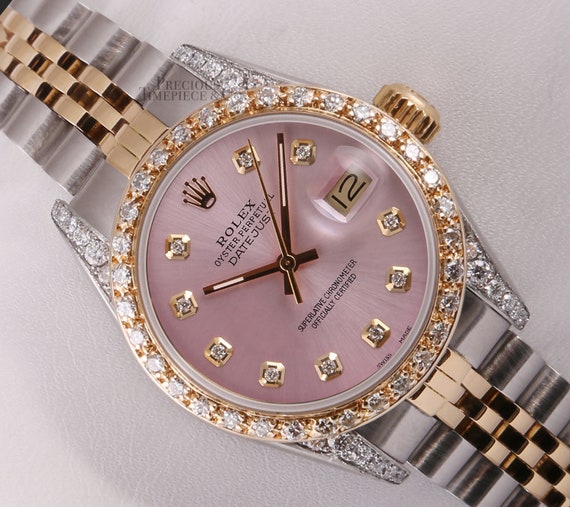 pink rolex with diamonds