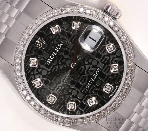 Rolex Datejust Edelstahl 36mm Uhr Schwarz Jubilee Diamant Etsy