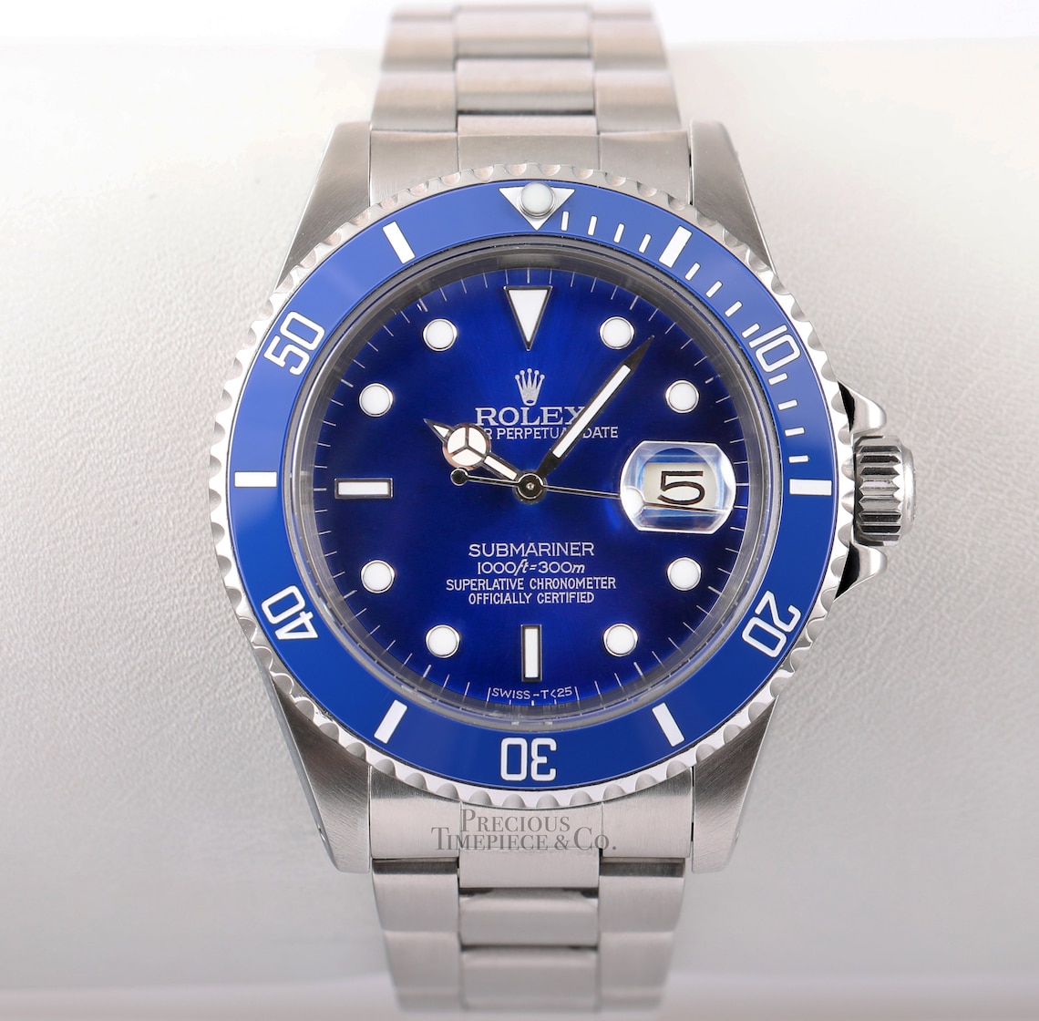 rolex submariner blue bezel stainless steel