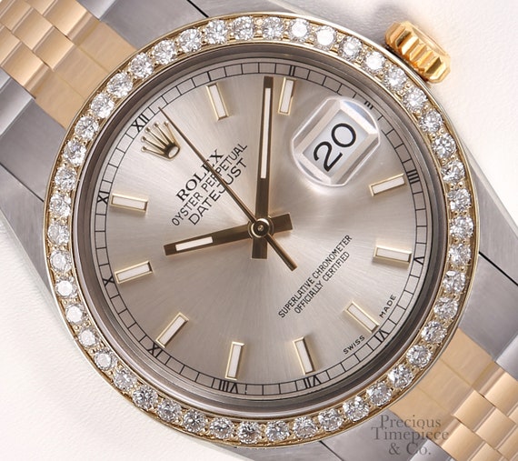 rolex two tone with diamonds