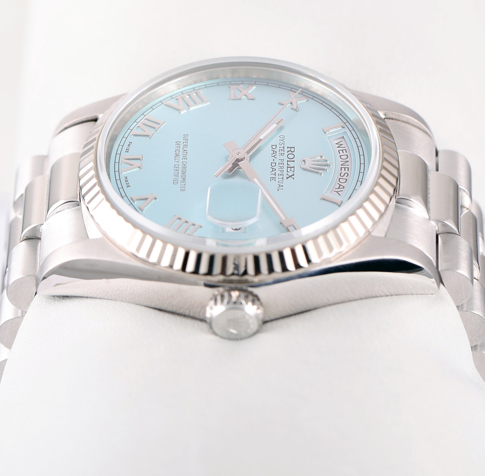 Rolex Daydate 36mm President 18239 18k White Goldice Blue Etsy