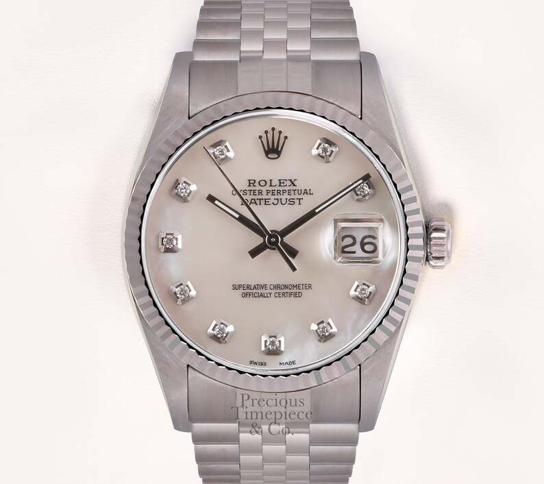 Rolex Datejust 36mm Stainless Steel Fluted Bezel Watchwhite Etsy