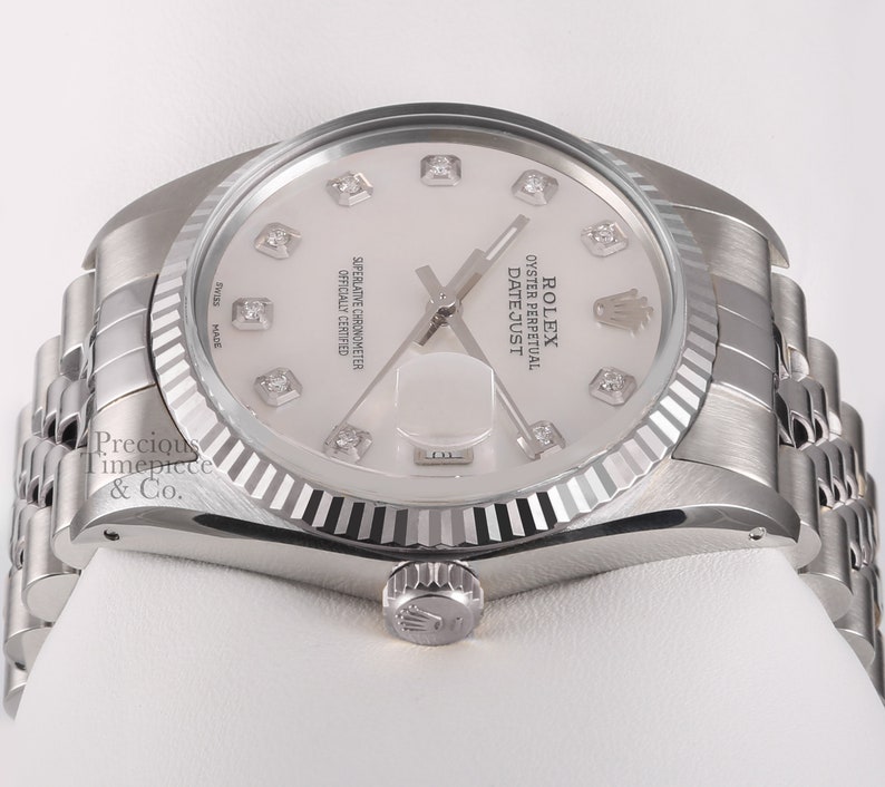 Rolex Datejust 36mm Stainless Steel Fluted Bezel Watchwhite Etsy