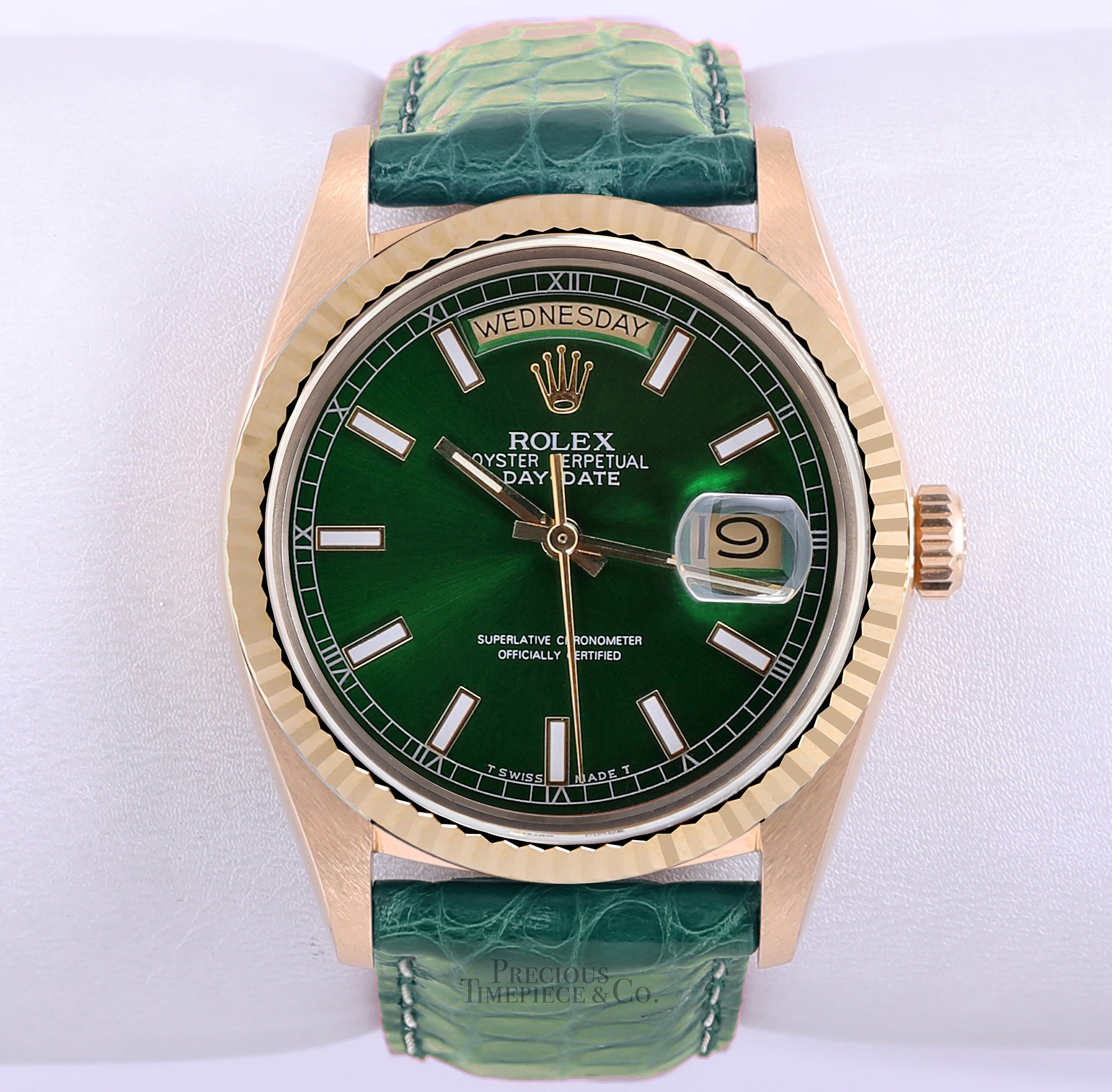 Rolex Mens Day-date 18038 Presidential 18k Watch-green Stick - Etsy