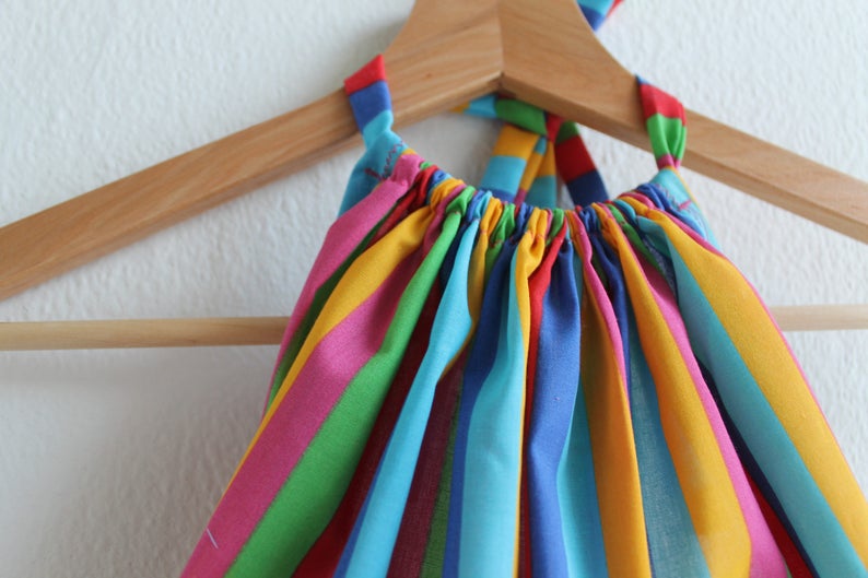 Bright colourful stripey festival halter crop top Bright colourful stripey festival halter crop top