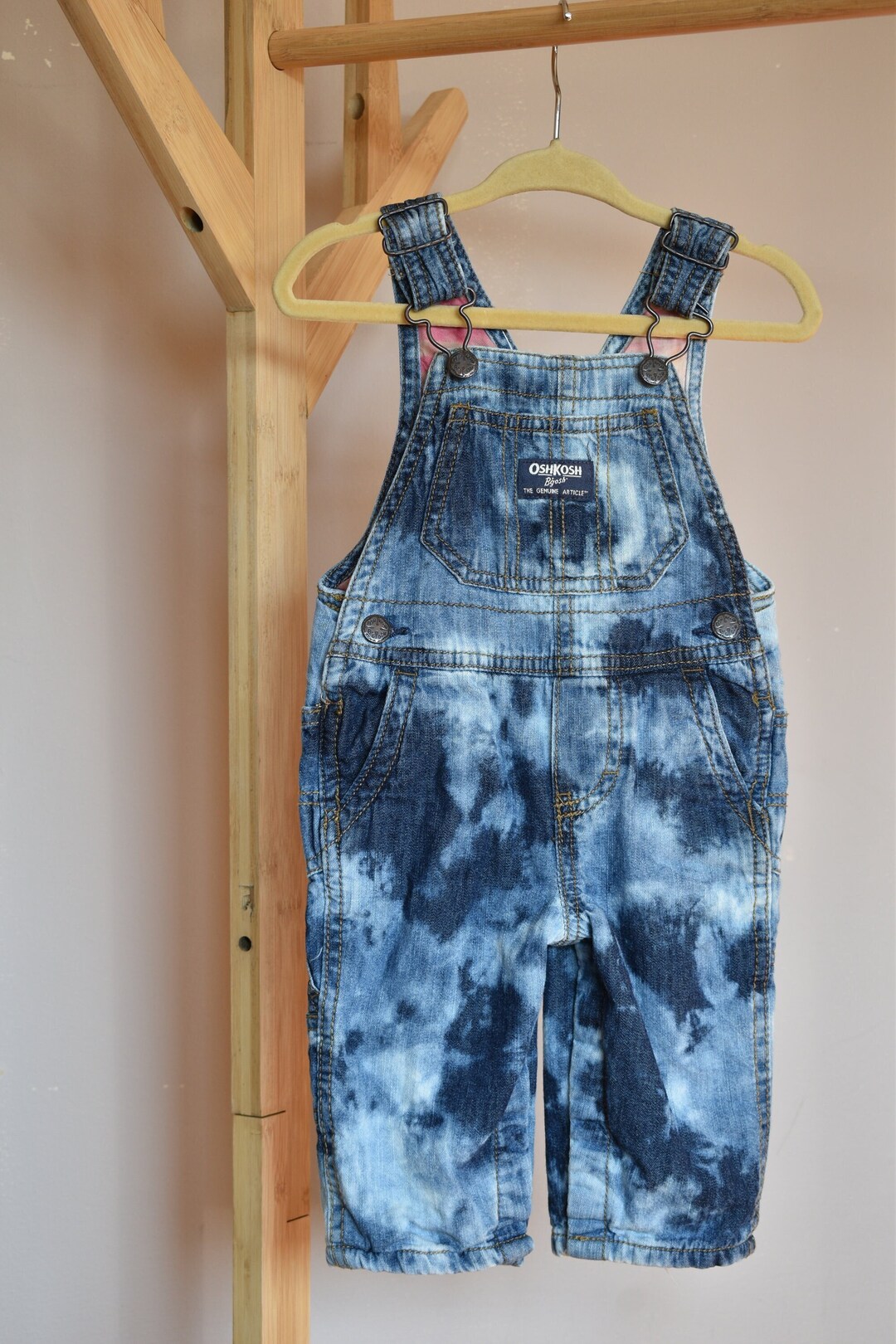 Bleach Dyed Baby Overalls // Reverse Tie Dye Baby Overalls // Bleached