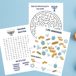 Printable Hanukkah Kid Activity Pages | Instant Download | Printable Hanukkah Activity Pages