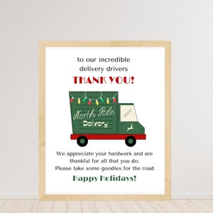 Delivery Driver Treat Sign for the Holidays Delivery Driver Thank You