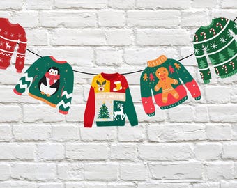 Ugly Sweater Garland: Festive Christmas Party Banner (Digital Download)