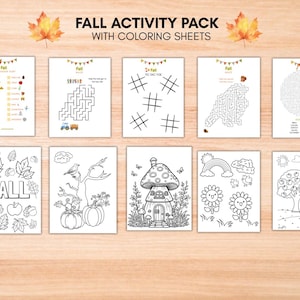 Druckbare Herbst Aktivität Blätter Bündel | Kinderspiele, Labyrinthe, I-Spy, Ausmalbilder & mehr | Sofort Download