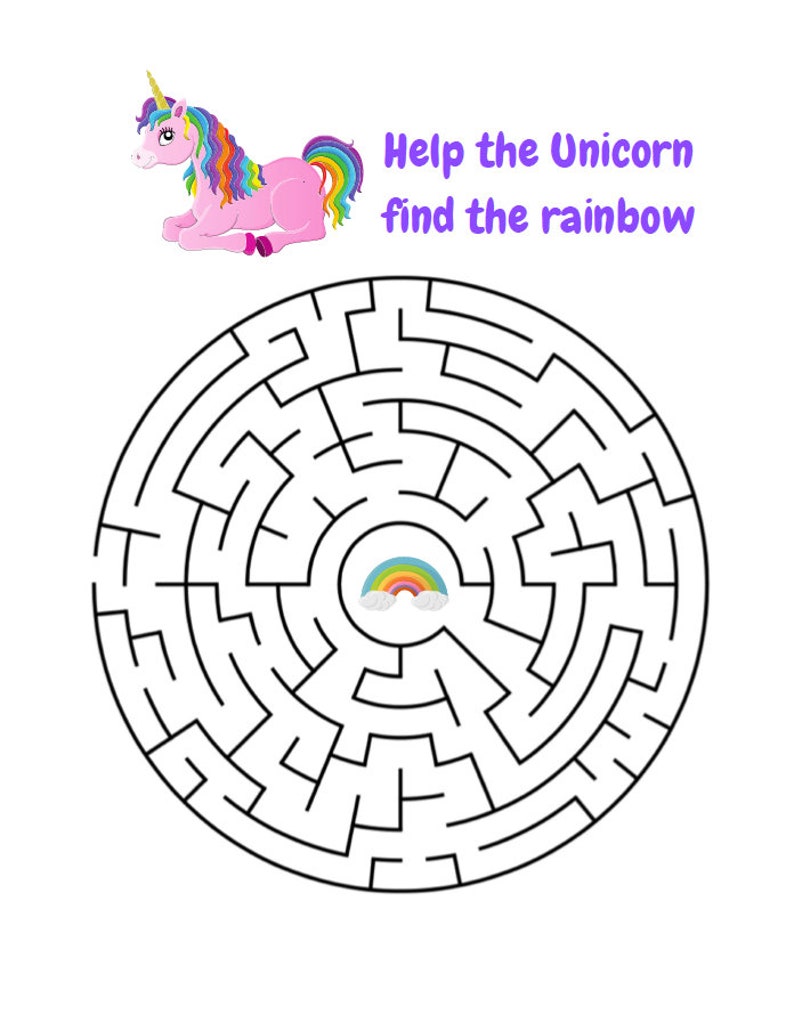 Printable Unicorn Activity Sheets Birthday Party Activity Unicorn Party ...