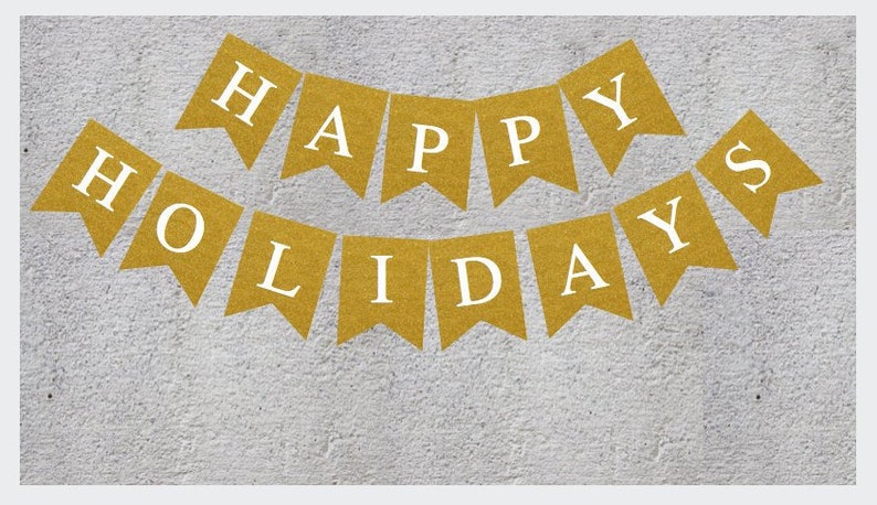 graphic about Happy Holidays Banner Printable named Glitter Printable Content Vacations Banner Gold Glitter Holiday seasons Banner Fast Down load