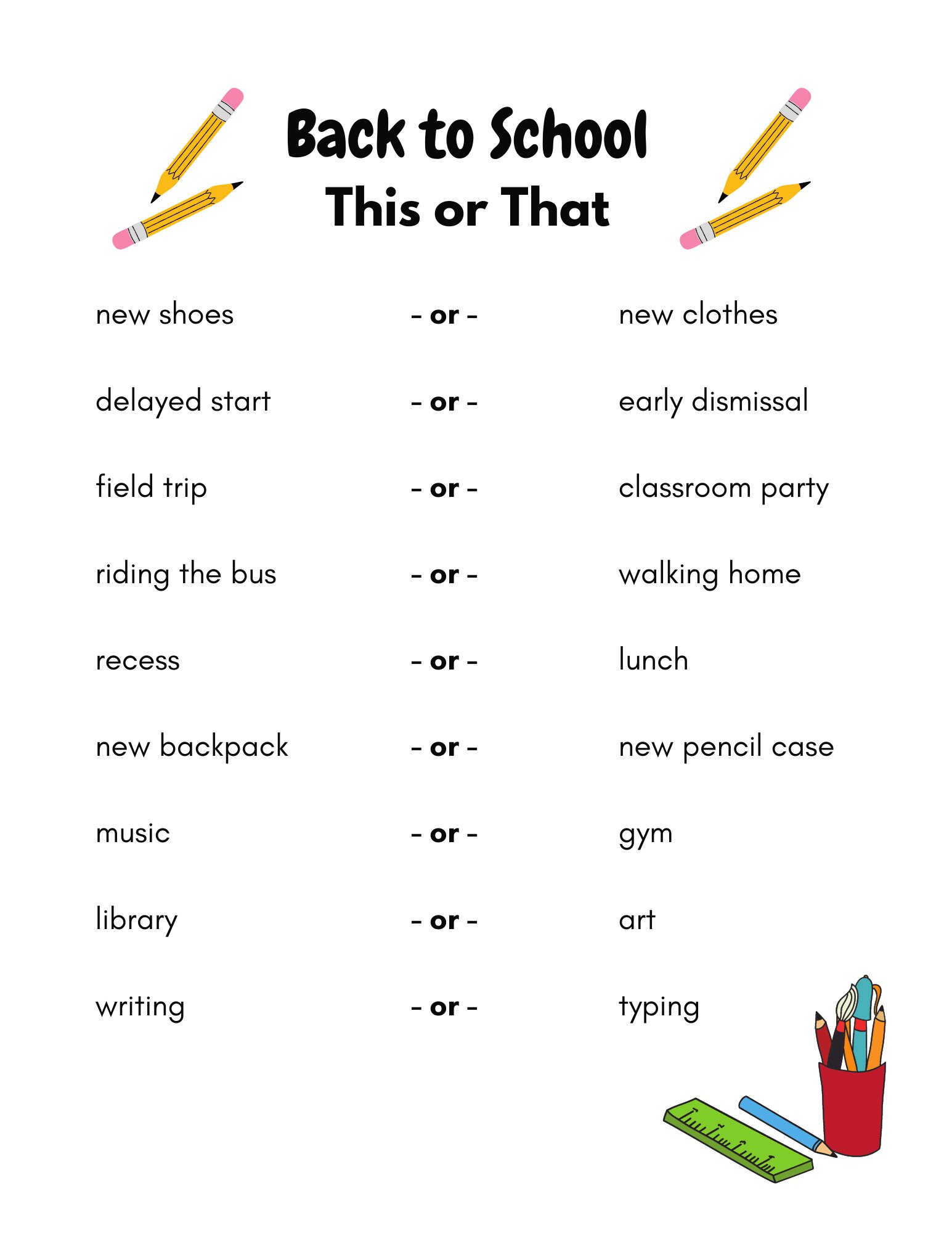 Printable Back to School Kid Activities Back to School Instant Download ...