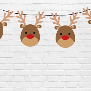Printable Reindeer Garland | Holiday Garland | Christmas Decor | Instant Download