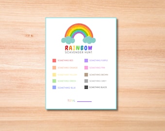 Printable Rainbow Scavenger Hunt | Kid Activity | Instant Download