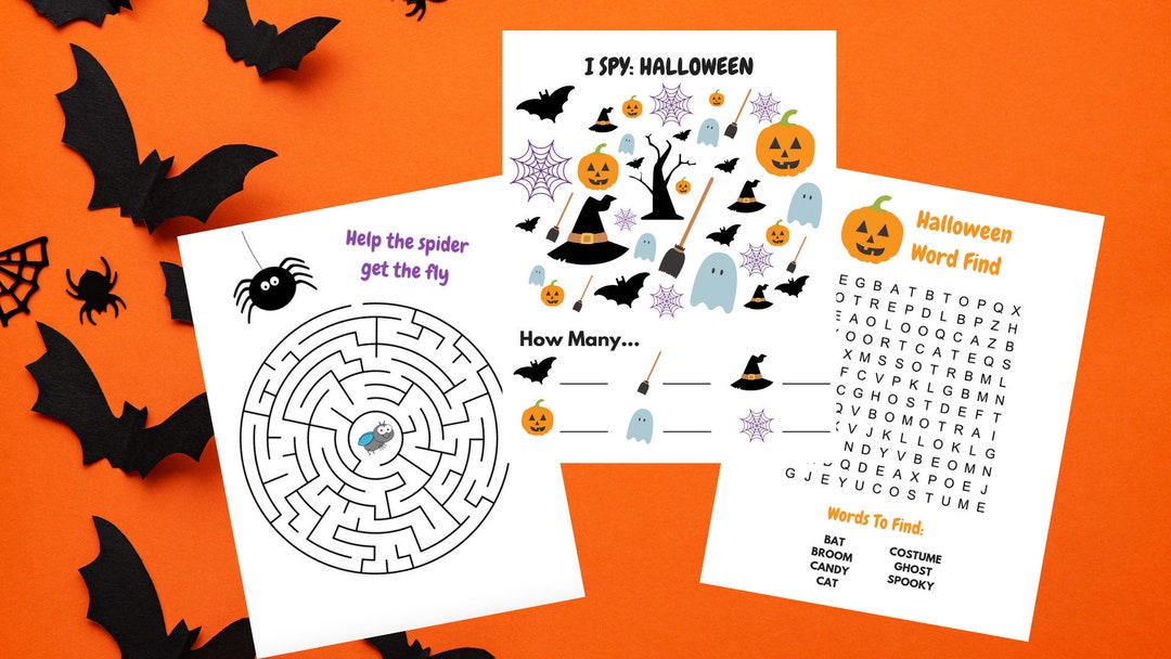 Printable Halloween Kid Activity Pages Instant Download - Etsy