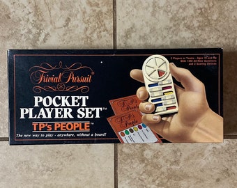 Trivial Pursuit Game Pocket Player Set TP's People Horn Abbot Travel Game 1987