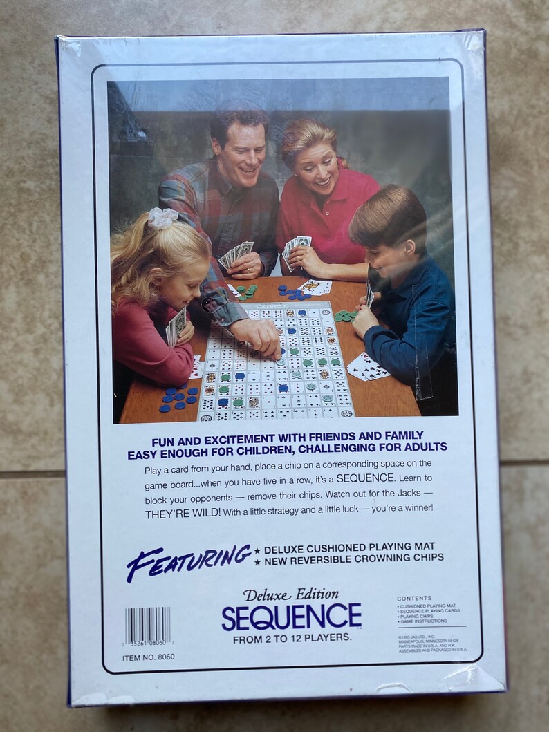 Factory Sealed Deluxe Edition Sequence Board Game Jax Ltd 1995 Etsy