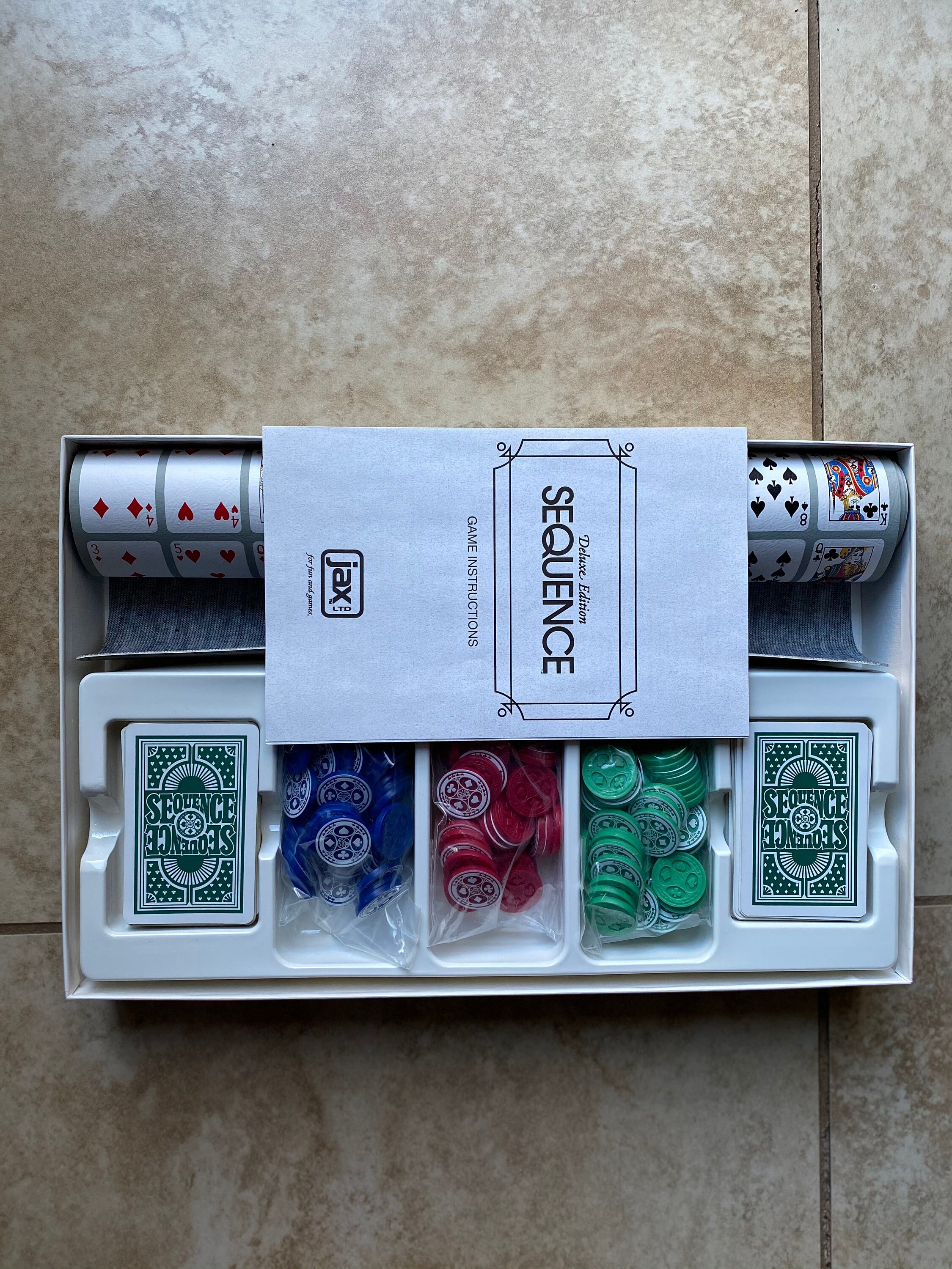 Deluxe Edition Sequence Board Game Jax Ltd 1995 Features Cushioned