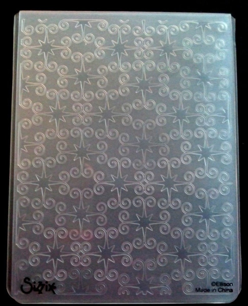 Sizzix Christmas Swirly Stars Embossing Folder 4.5x5.75 Works in Most