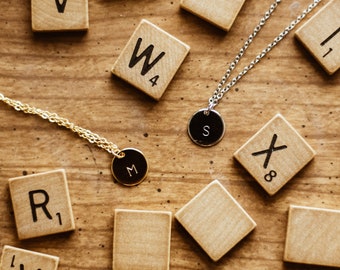 Custom Initials | Dainty Necklace Hand stamped Charm Pendant