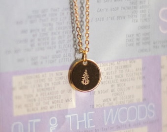 Out of the Woods | Dainty Necklace Handstamped Charm Pendant | Taylor Swift Inspired Swiftie Gift