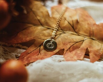 A World of Octobers | Dainty Necklace Handstamped Charm Pendant | Anne of Green Gables Pumpkin Autumn Harvest