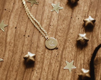 Hocus Pocus | Dainty Necklace Handstamped Charm Pendant | Moon Celestial Mystical Witchy
