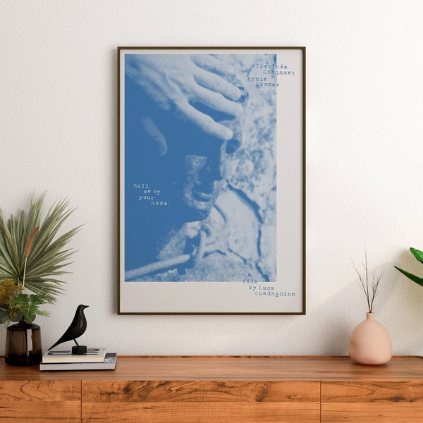 Call Me By Your Name Statue Film Poster I Minimal Movie Poster Gift For Film Lovers I Blue Wall Art I Gallery Wall Set