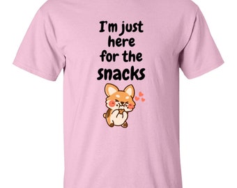 T-shirt per ragazze Just Here For the Snacks, 100% cotone, maglietta grafica per ragazze, Snack