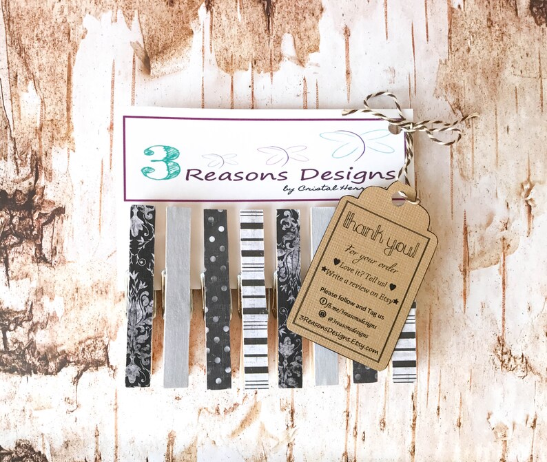 Black Decorative Clothespins Photo Display Office Etsy