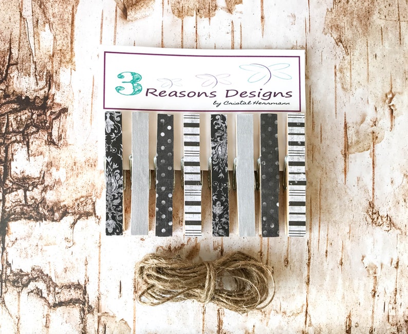 Black Decorative Clothespins Photo Display Office Etsy