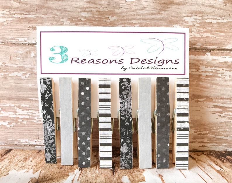 Black Decorative Clothespins Photo Display Office Etsy