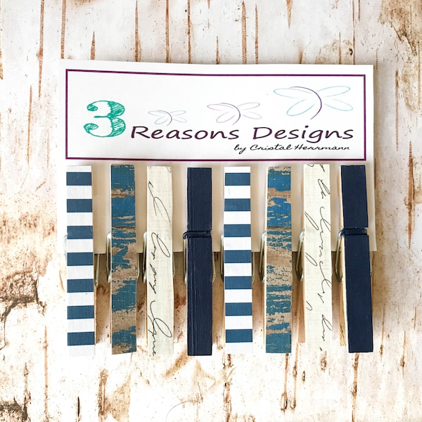 Decorative Clothespins - Nautical Clothespins - Summer - Party Banner - Fridge Magnet - Office Organization - Photo Banner - Card Display