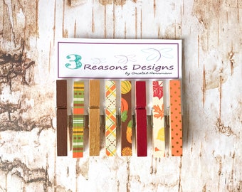 Decorative Clothespins - Fall Decor - Autumn Decor - Party Banner - Fridge Magnet - Office Organization - Clip - Photo Holder - Card Display