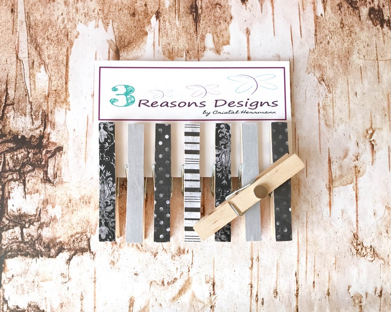 Black Decorative Clothespins Photo Display Office Etsy