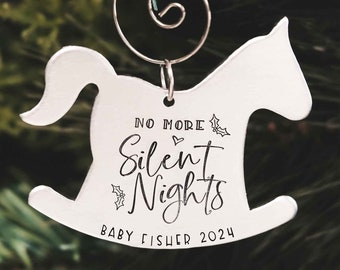 No More Silent Nights Ornament Baby Announcement Ornament Pregnant Christmas Tree Ornament Baby's First Christmas Ornament