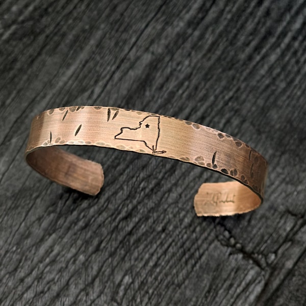 I LOVE NEW YORK hand-stamped copper cuff bracelet, new york jewelry, distressed copper bracelet, gifts for him, gifts for her