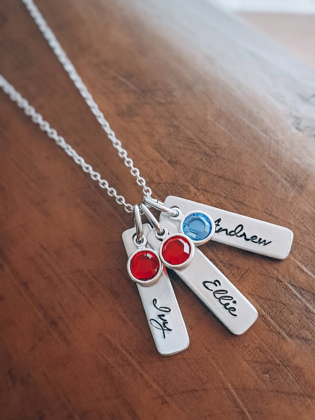 Necklace With Children's Names and Birthstones / Etsy
