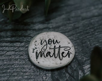 Pewter Worry Stone - 'You Matter' Inspirational Pocket Token for Comfort and Support