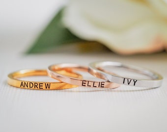 Personalized custom dainty stacking name rings with childrens names - Mothers Day gift - Mothers Day ring - Mothers day jewelry