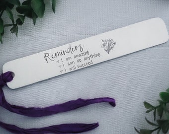 Reminders To Self Self-love Affirmation Bookmark Self-care accessory encouraging quotes motivational mindfulness reminder bookmark