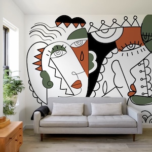 Abstract Cubism Art Wallpaper Modern Mural Peel and Stick Wallpaper Home Decor - D564