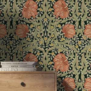 Floral William Morris Wallpaper / Peel and Stick Wallpaper Removable Wallpaper Home Decor Wall Art Wall Decor Room Decor - D300