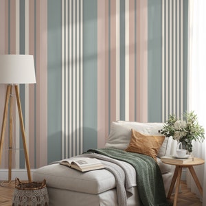 Striped Farmhouse  Wallpaper Geometric Wallpaper Peel and Stick and Traditional Wallpaper - D849