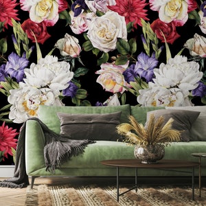 Wallpaper Peel and Stick Wallpaper Removable Wallpaper Home Decor Wall Art Wall Decor Room Decor / Vintage Roses Wallpaper - B061