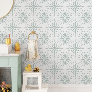 Floral Tile Wallpaper / Peel and Stick Wallpaper Removable Wallpaper Home Decor Wall Art Wall Decor Room Decor - D332